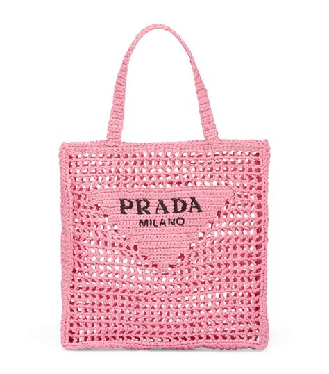 prada black crochet bag|Prada wicker tote bag.